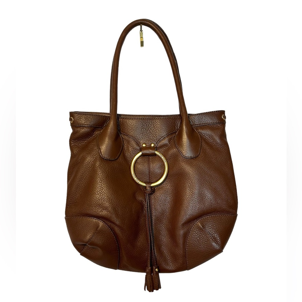 The Sak Brown Leather Tote with Gold Ring Accent